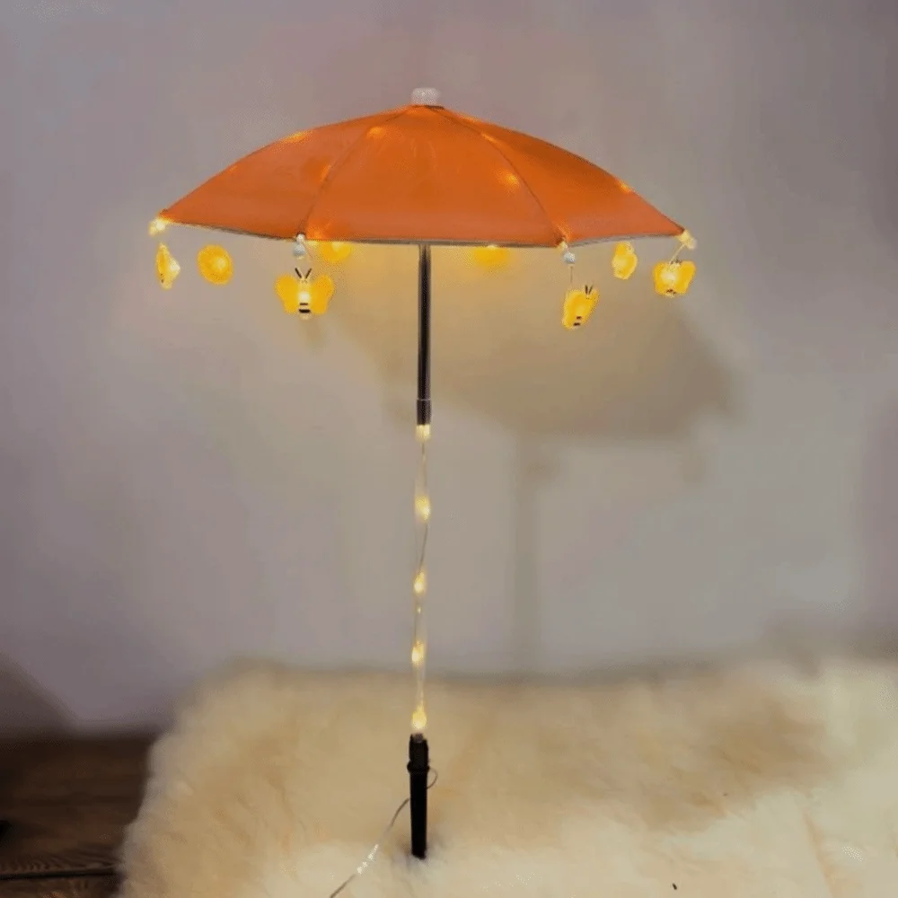 Solar Powered Solar Lights Waterproof Umbrella Shaped Ground Stake Lights Festive Lighting Small Sized Umbrella Lights Yard