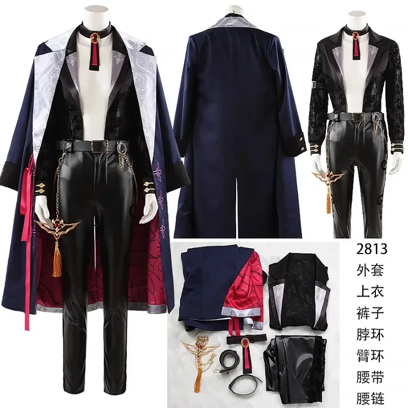 Anime Game Nu: Carnival Cosplay Aster Men Women Coat Top Pants Armband Collar Belt Waist Chain Full Suit Customizable Costumes