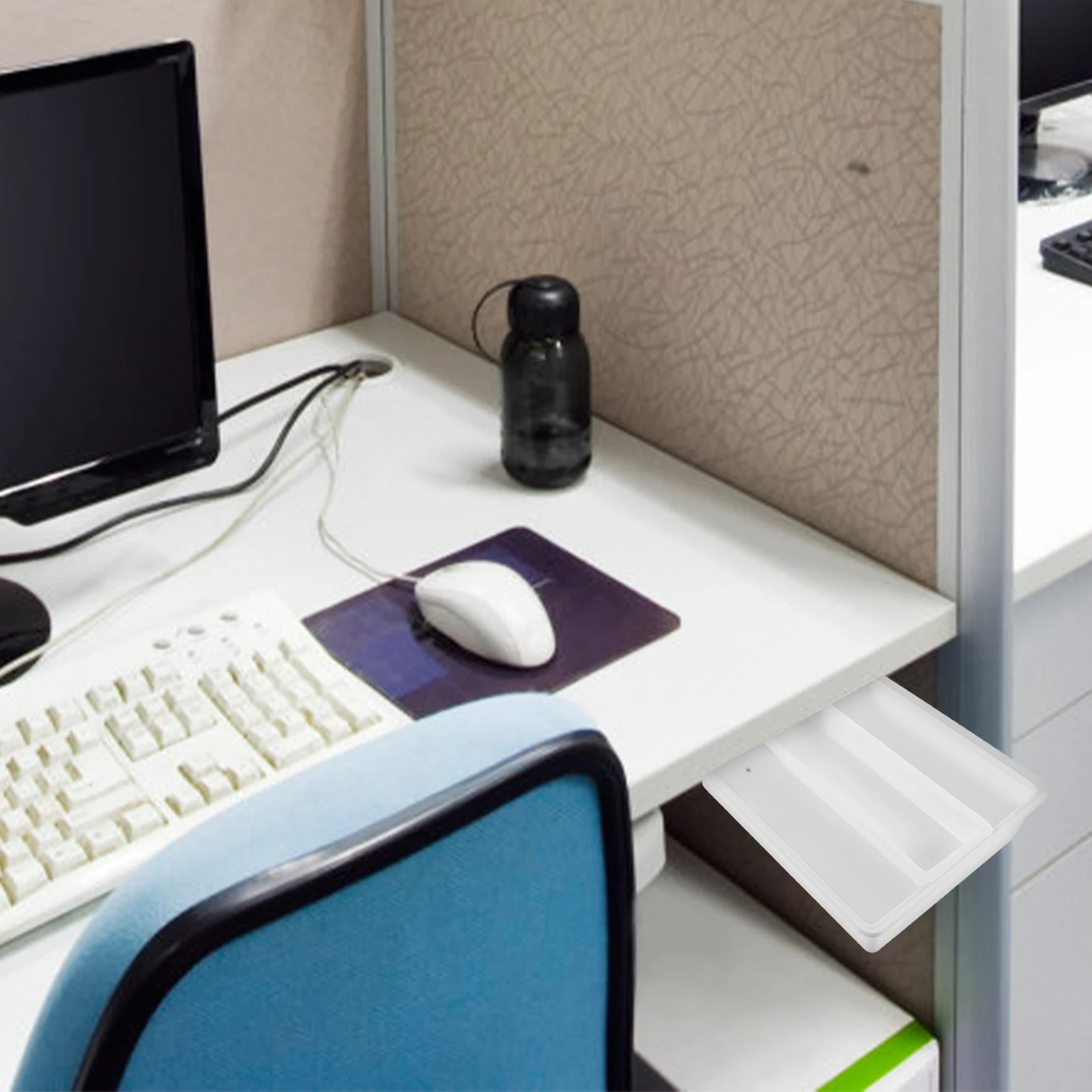 1 conjunto de plástico gaveta escondida caixa armazenamento sob a mesa adesivo design desktop organizador papelaria titular para uso escritório em casa sob
