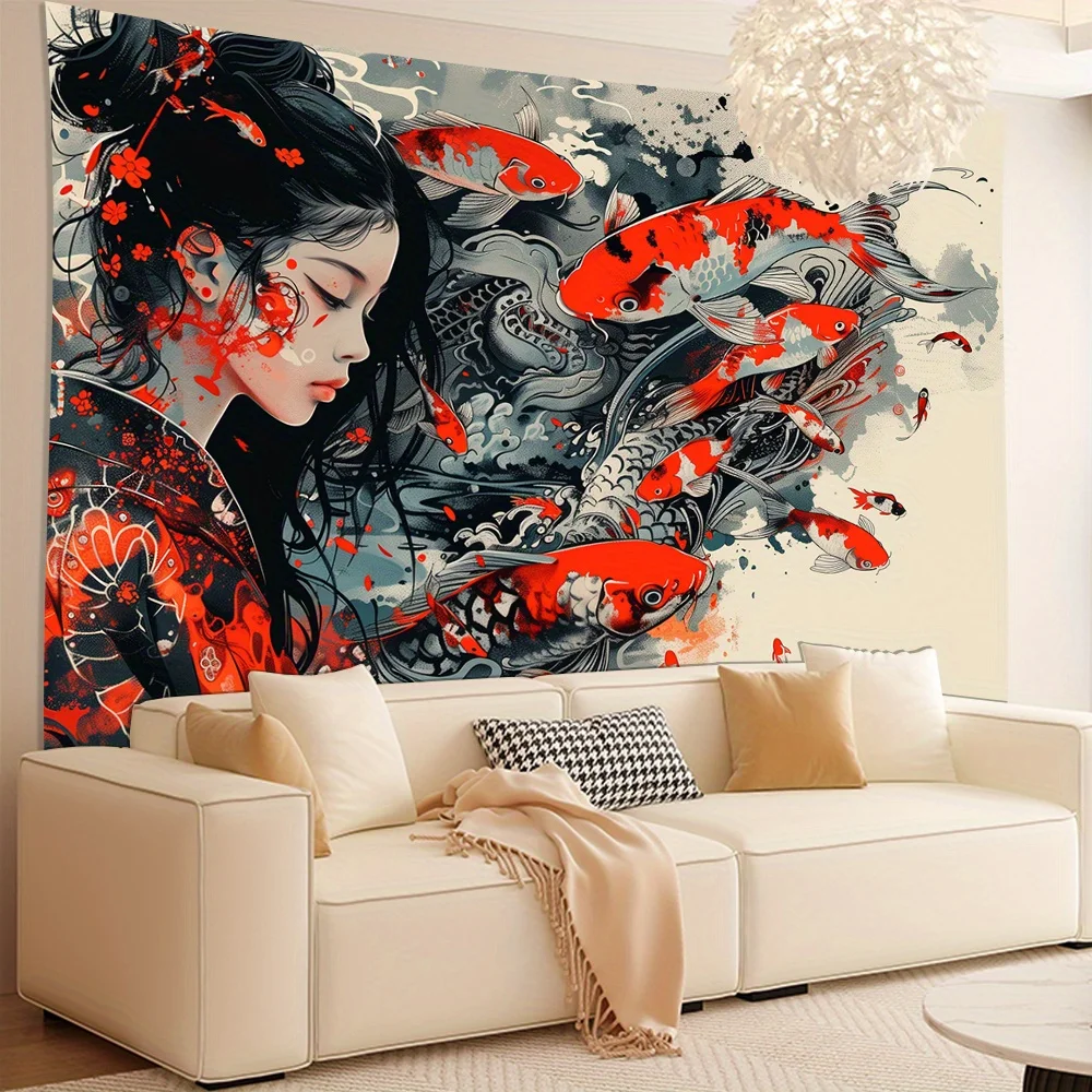 Art Ninja Wandteppich – lebendige japanische Manga-Stil-Wanddekoration für Schlafzimmer, eleganter Wandteppich für Zuhause und Party