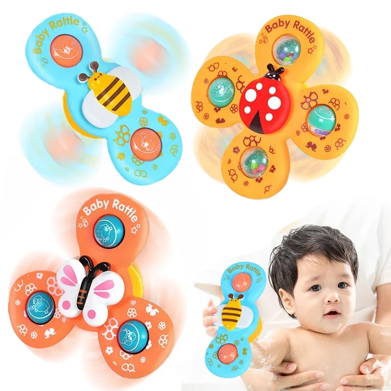 DIY Suction Cup Spinner Fidget Toys Bath Spinning Top Dimple Sensory Toys for Children Kids Girls Boys Animal Spin Sucker Toy