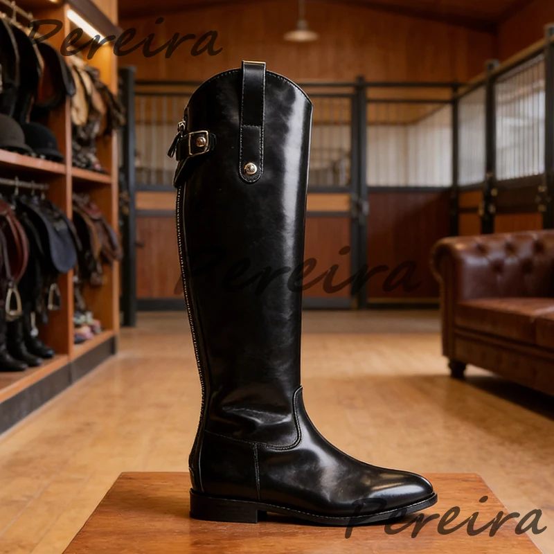 

British Retro Men's Knight Boots Autumn Winter High-Quality Cowhide Knee High Boots Trendy Versatile Comfortable Gentleman Shoes