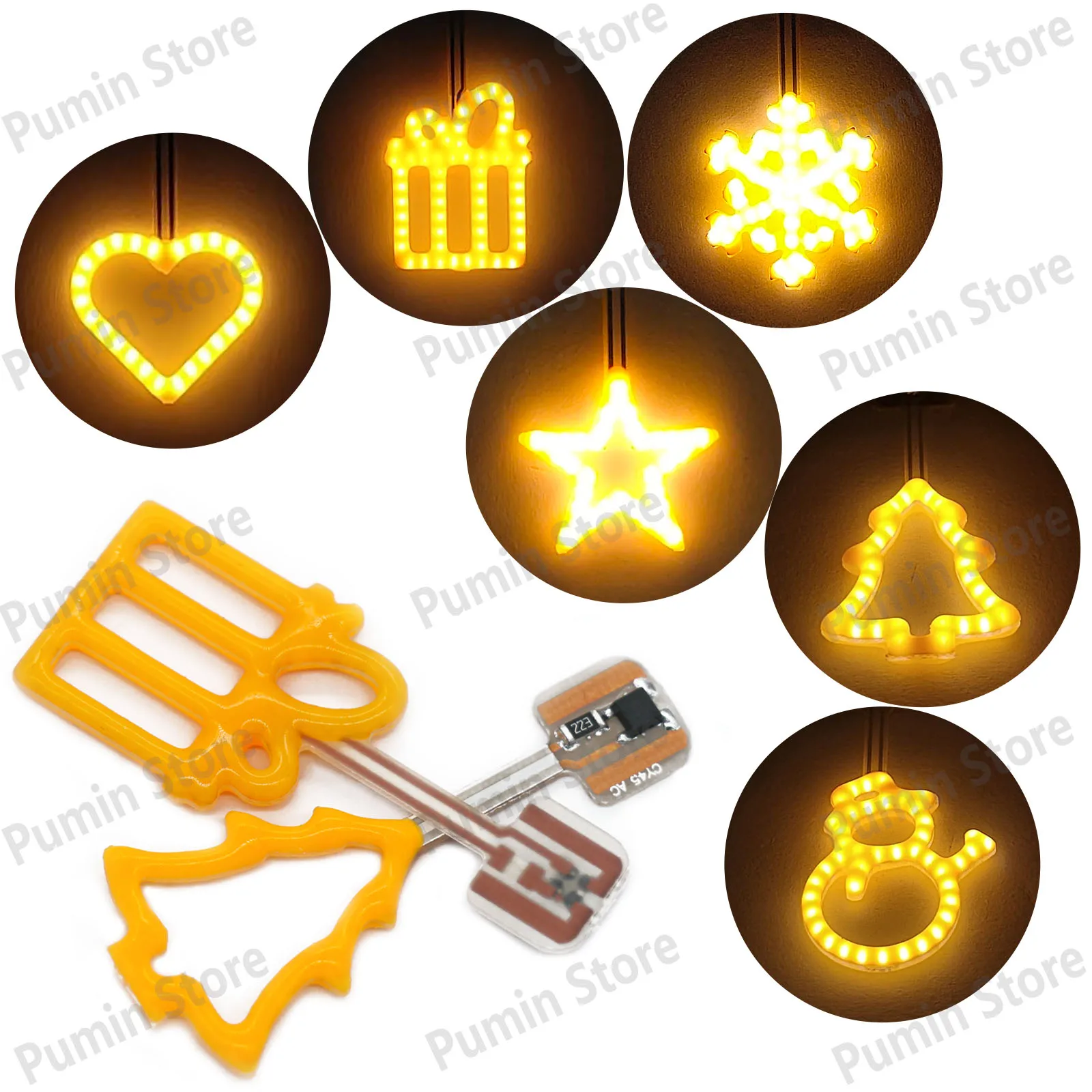 

LED Filament 3v 24v 120v 220v Edison Bulb Creative Accessories Snowman Christmas Tree Heart Star Snowflake Warmlight Night Light