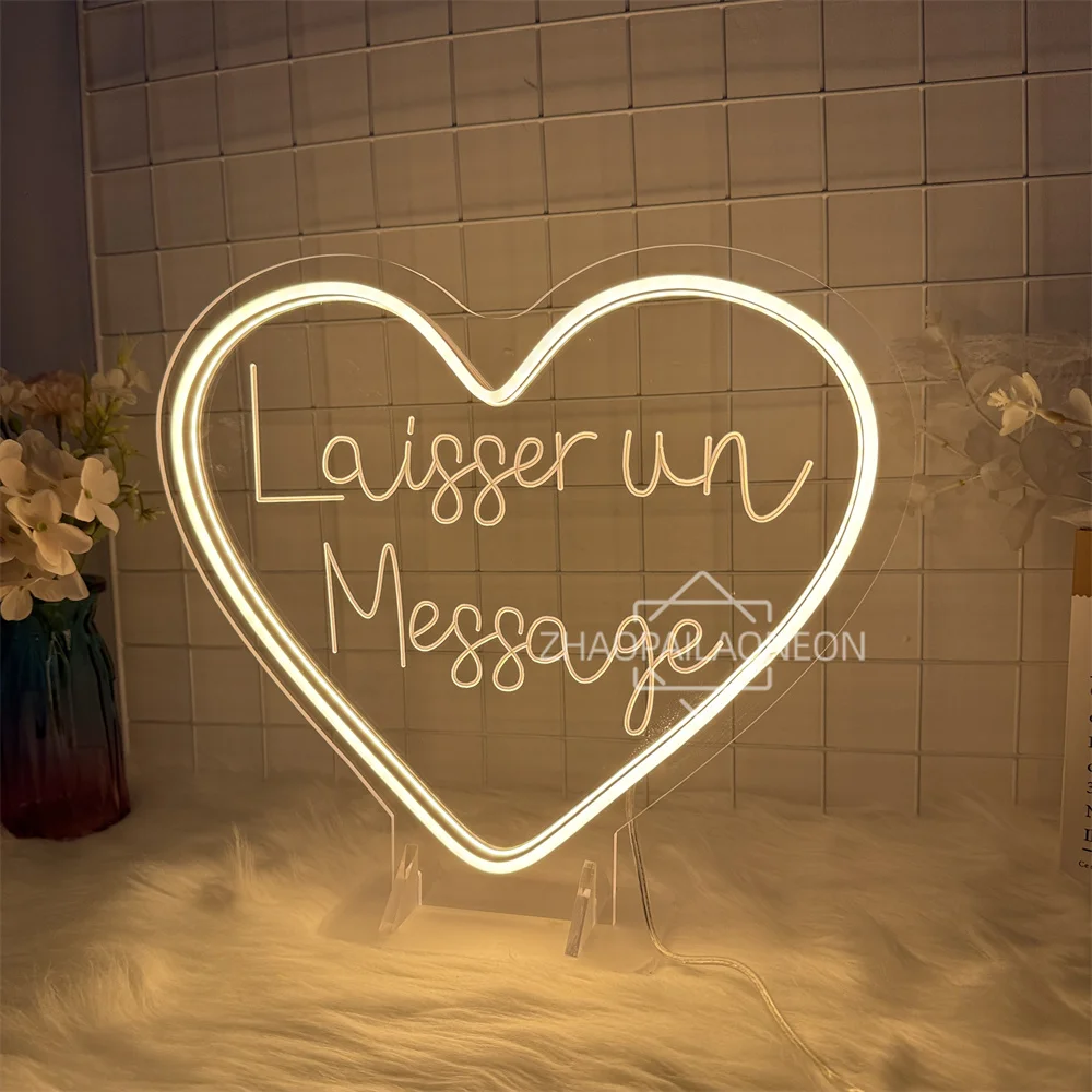 Laisser un 메시지 네온 사인 LED 스페인어 메시지 남기기 Led 네온 테이블 라이트 커피 바 장식 로그인 룸 벽 침실 장식