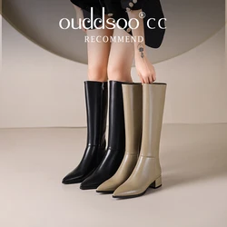 Ods Autunno Inverno Donna Stivali lunghi slim elasticizzati classici alti al ginocchio Tacchi alti spessi Punta quadrata Scarpe concise di grandi dimensioni 41424345