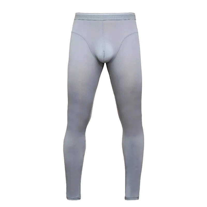 

Men's Ice Silk Long Johns, Slim-Fit Seamless Thermal Pants, Breathable Lounge & Sport Leggings Youth Comfortable Sports Bottoms