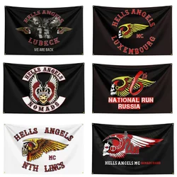 90x150cm 3 x5ft Hells Angels MC Flag Banner per moto da corsa stampato in poliestere per la decorazione