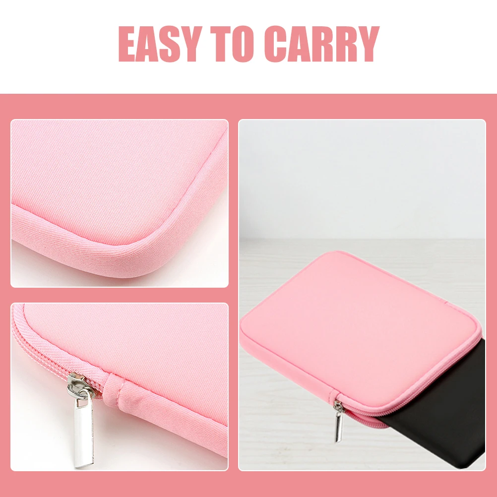 

-Book Protective Cover Pink Zippered Ereader Bag Lightweight Portable Dirtproof Ebook Cover Storage