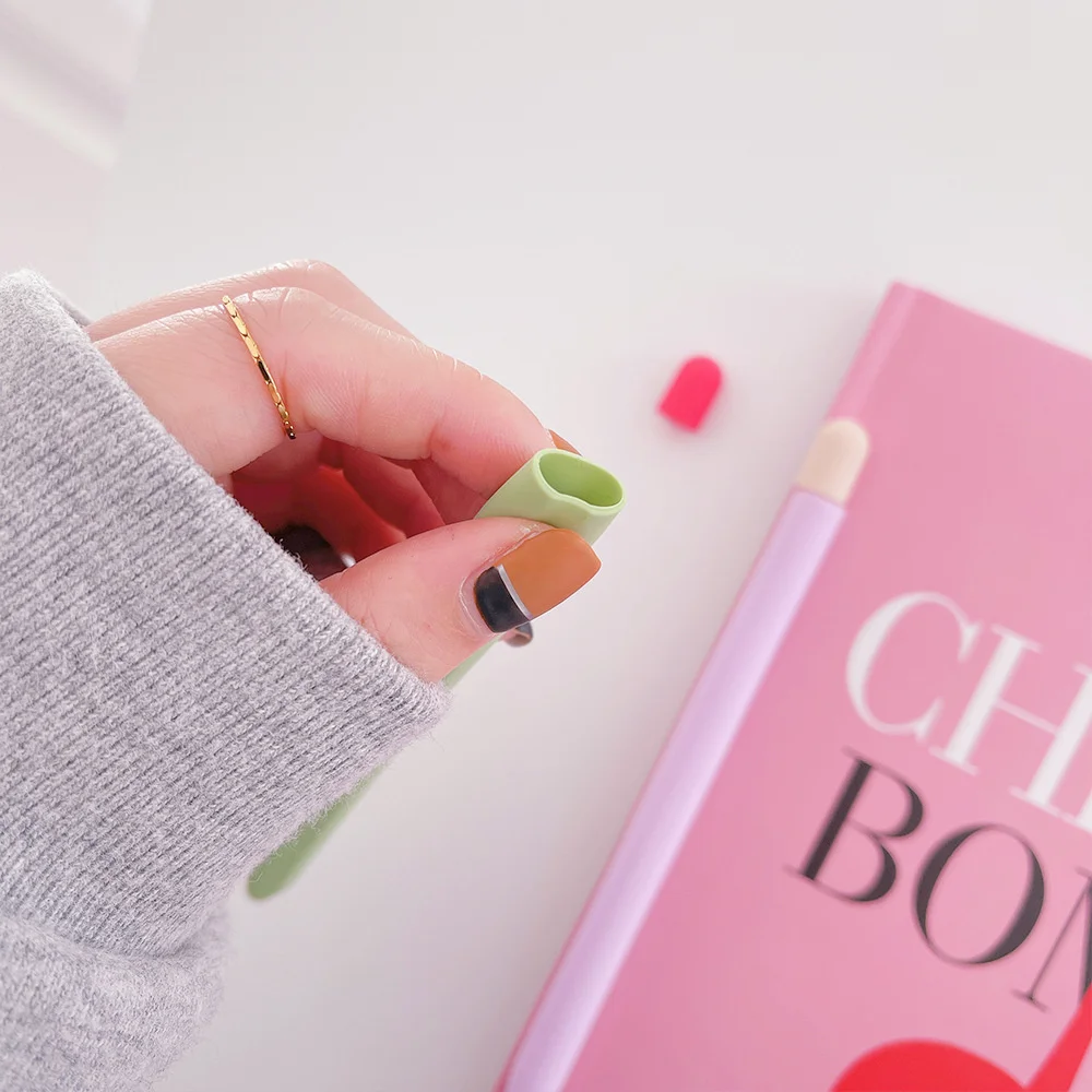 Cor Contraste Laranja Pen Case, Material Suave, Carregamento Sem Obstáculo, Proteção Tudo Incluído, Colorido, Multicolor, Azul Claro