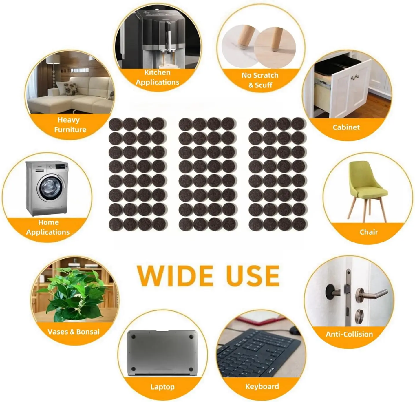 Felt Furniture Pads for Hardwood Floors - Self Adhesive Chair Felt Pad,  Anti Scratch 96 Pcs 3/4