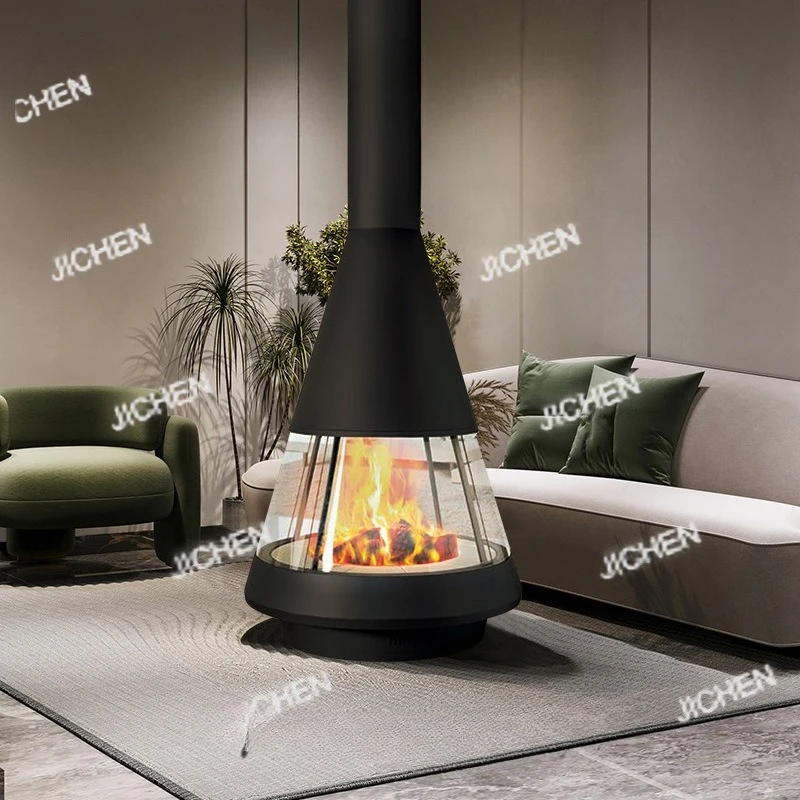 Fireplace real fire burning firewood simulation carbon home hotel homestay villa heating hanging stove wall hanging type