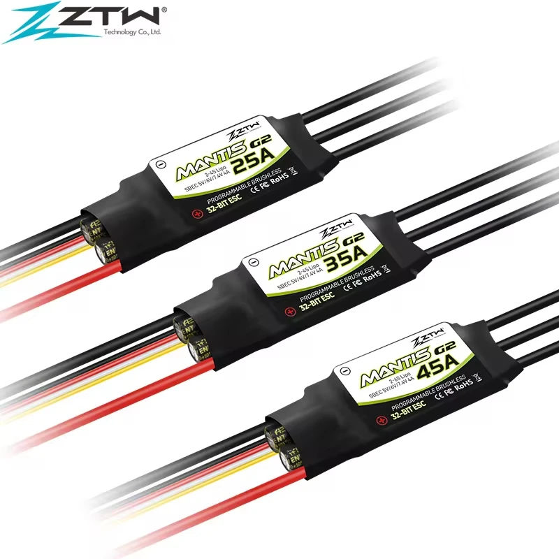 ZTW Upgraded 32-Bit ESC Mantis G2 25A/35A/45A 2-6S With 5/6/7.4V SBEC 4A Electronic Speed Controller For RC Airplane Fixed-wing