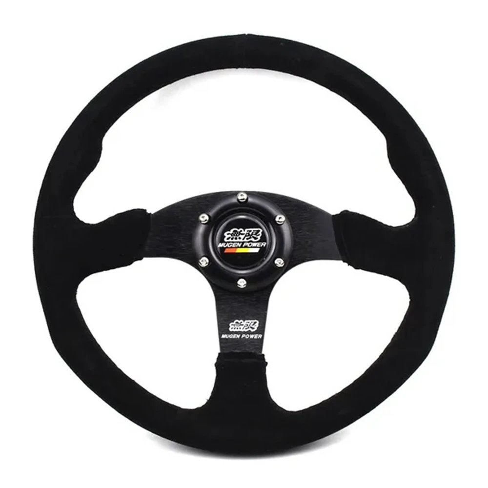 MUGEN 14Inch Universal Racing Drift MUGEN Steering Wheel Car Suede Leather JDM Steering Wheel Volantes For HONDA Civic Accord