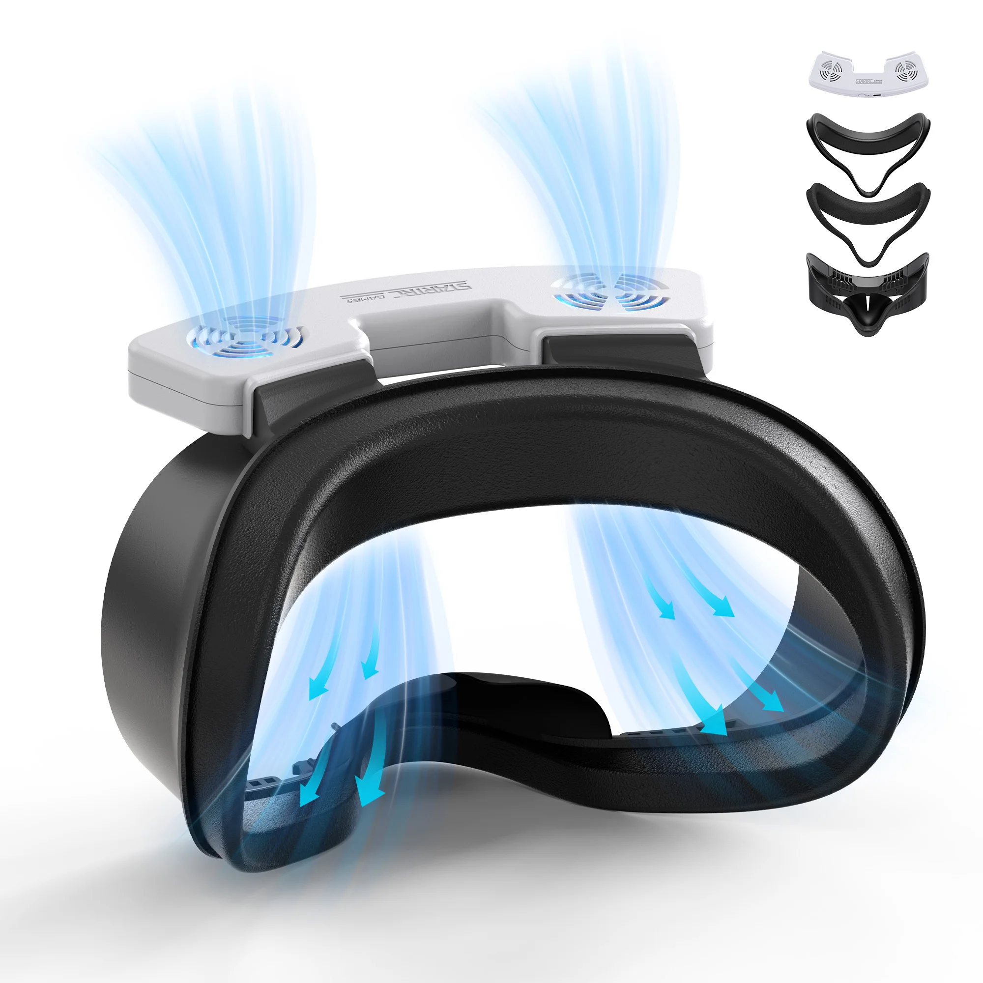 Facial Interface Cooling Fan for Meta Quest 3S Accessories Adjustable Fan to Relieve Lens Fogging (3 Speeds)