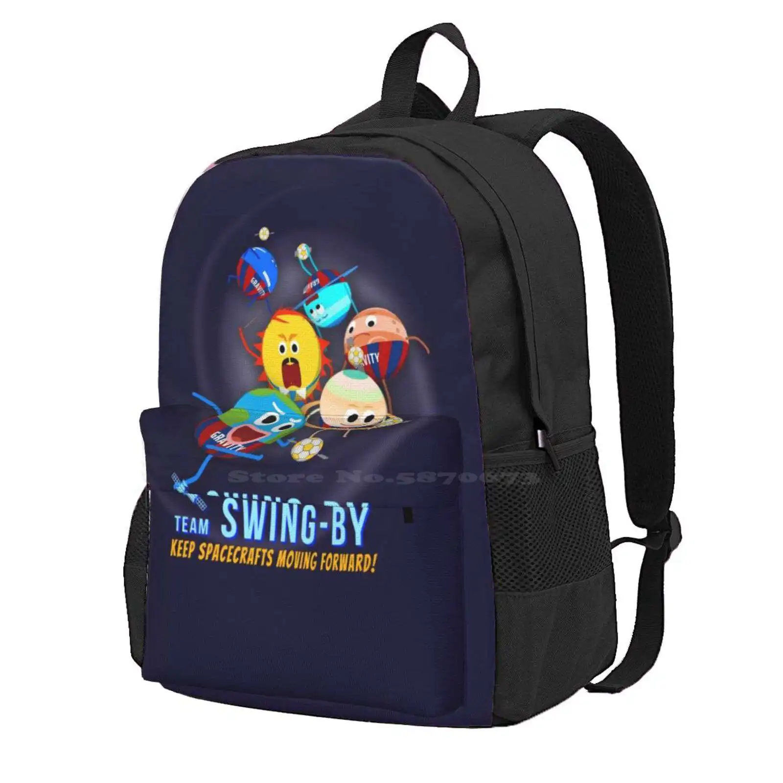 Team Swing-By Hot Sale Schoolbag Backpack Fashion Bags Spacecraft Science Planets Solar System Swing By Gravity Astrophysics