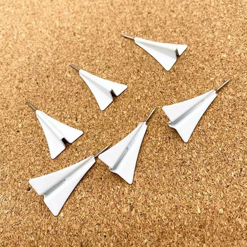 

6Pcs Map Pin Paper Airplane Style Delicate Thumbtacks Convenient Replaceable Pushpins Small Compact Pushpins Home Use