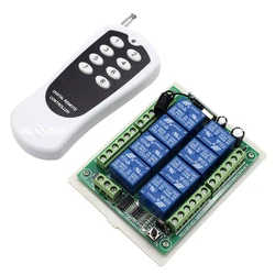 8 Channel RF Wireless Remote Control Switch DC 12V 24V & Remote Control System Receiver 8 Button Transmitter 433MHz 8CH Relay