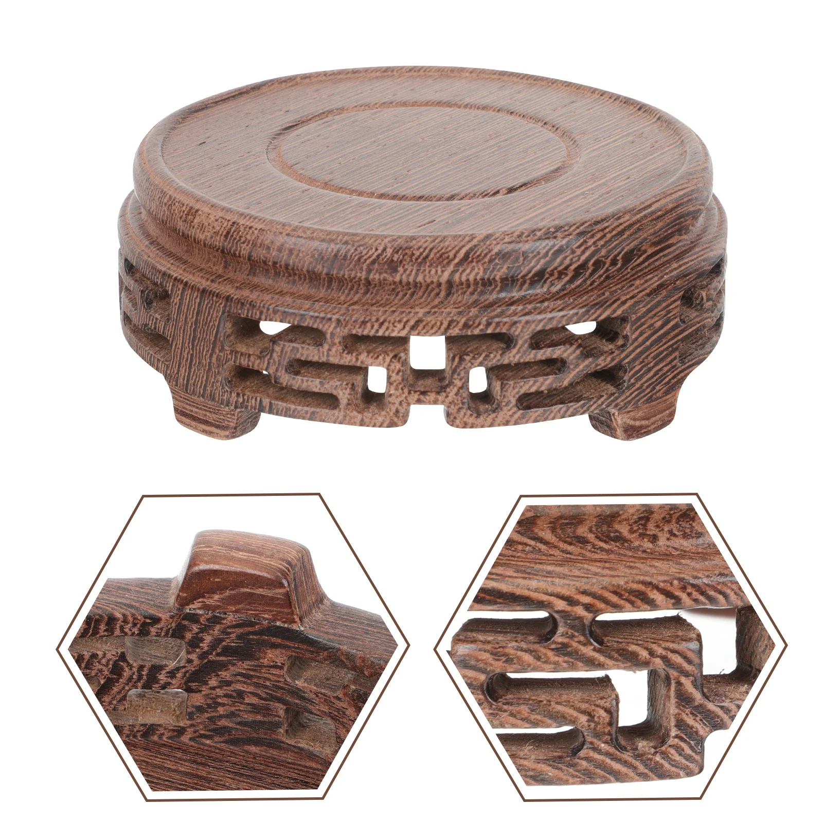 

Wooden Round Flowerpot Stand Chicken Wing Wood Smooth Surface Wood Tray Practical Tea Cups Base Home Use