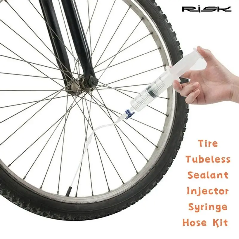 RISK Tire Tubeless Sealant Injector Syringe Rubber Hose Kit Bicycle Tubeless Tire Liquid Injection Tool For MTB Bike Repair Tool