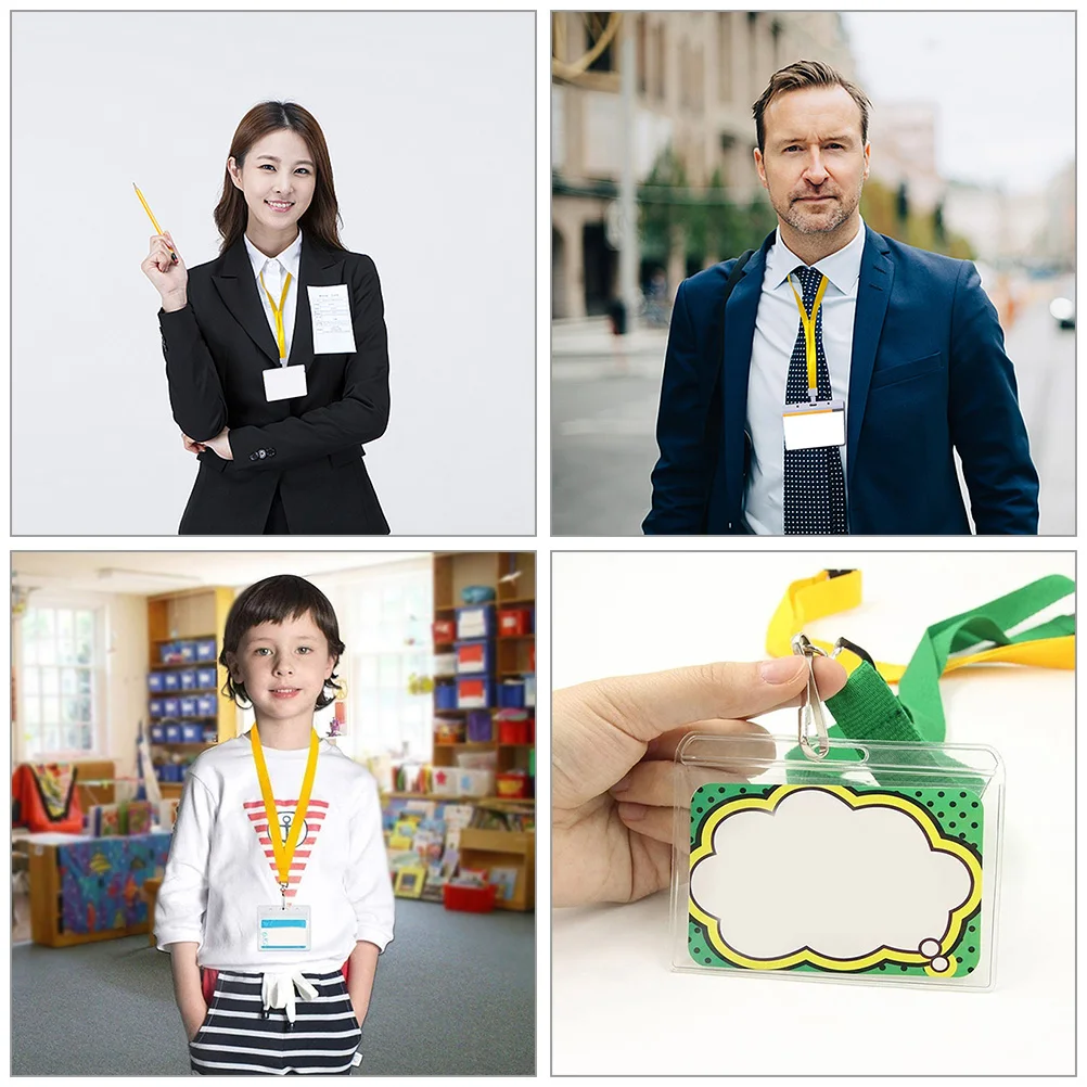 

7 Pcs ID Card Holder Name Badges Holders with Lanyard Plastic Water Proof Lanyards for Metal