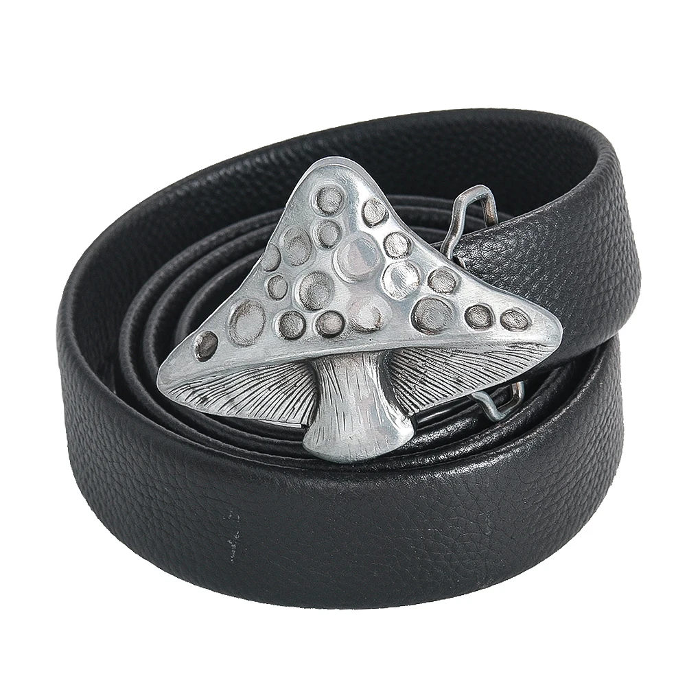 Creative Mushroom-shaped Belt Buckle Punk Rock Style Men's Jeans Belt DIY Accessories Western Cowboy Smooth Waistband Buckle