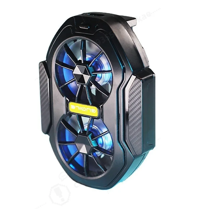 Rechargeable Air Cool Phone Radiator, Dual Fans Strong Wind for Efficient Heat Dissipation, for Mobile Gaming Daily Use