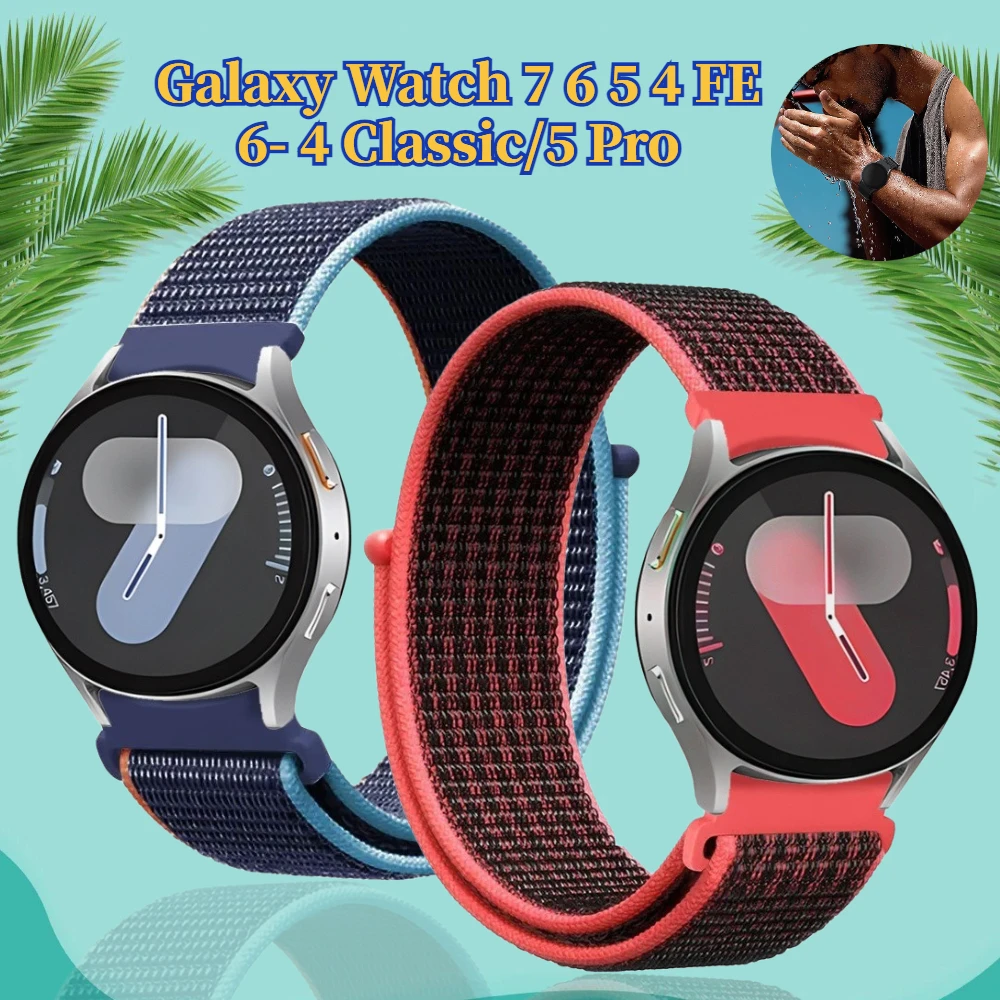 Sports Nylon Loop Strap for Samsung Galaxy Watch 7 6 5 4 44mm 40mm /4-6 Classic 47mm 46mm 5 Pro 45mm Replaceable Bracelet Correa