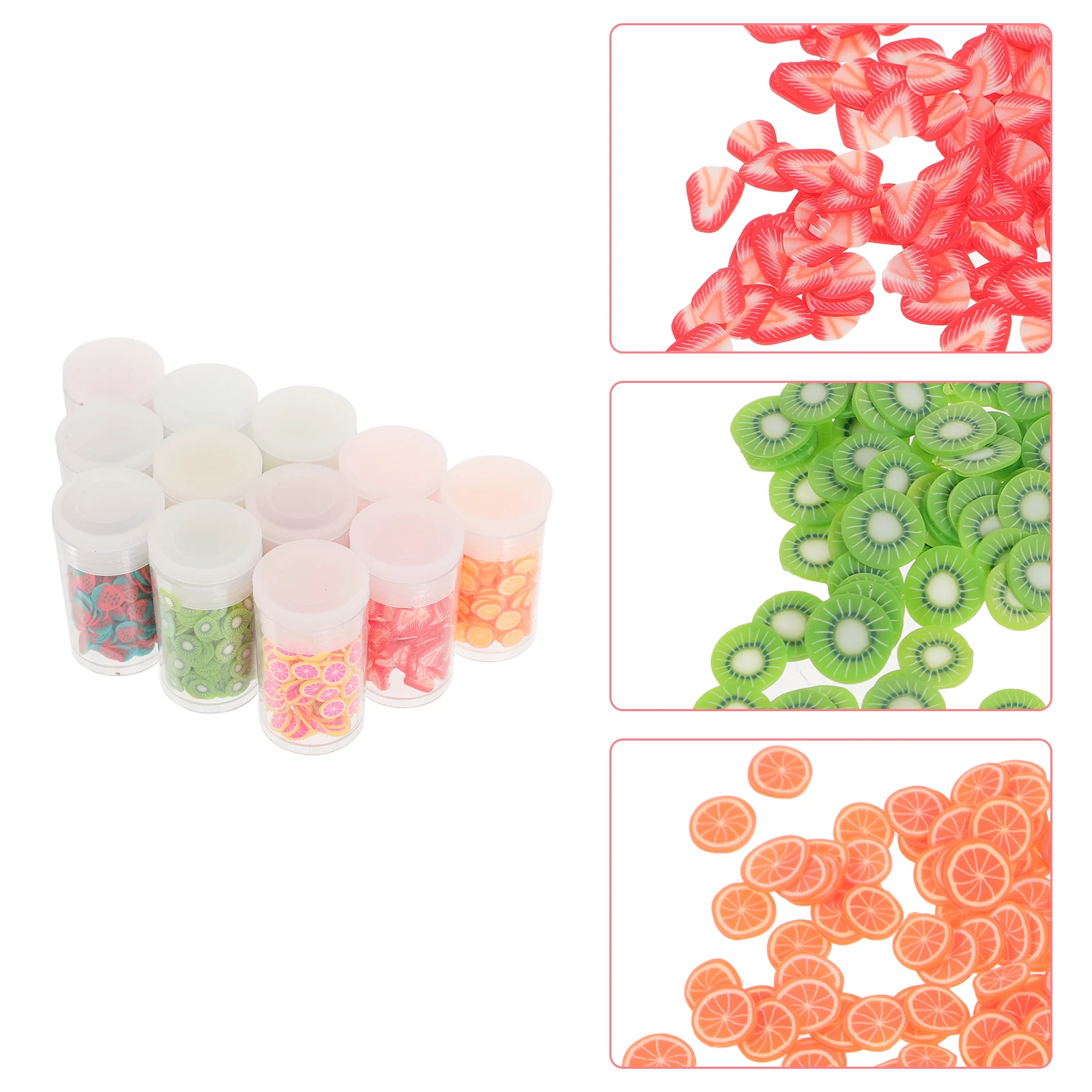 12 Boxes Nail Accessories Slices Lip Gloss Charms Lipgloss Tint Fruit Clay Polymer