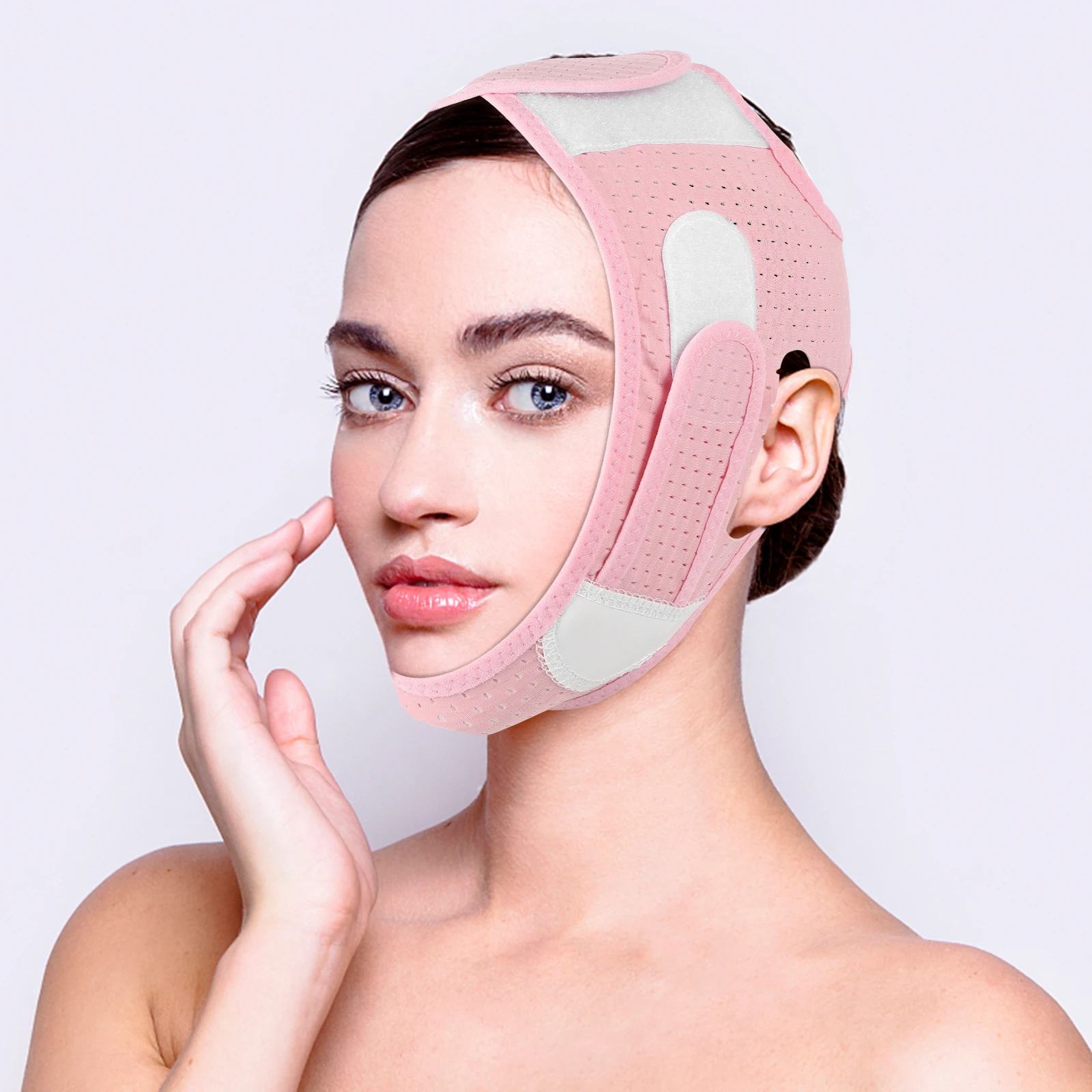 

Face Lifting Mask Double Chin Reducer Pink Sleep Shaping Slimming Facial Jaw Strap Women Skincare Set