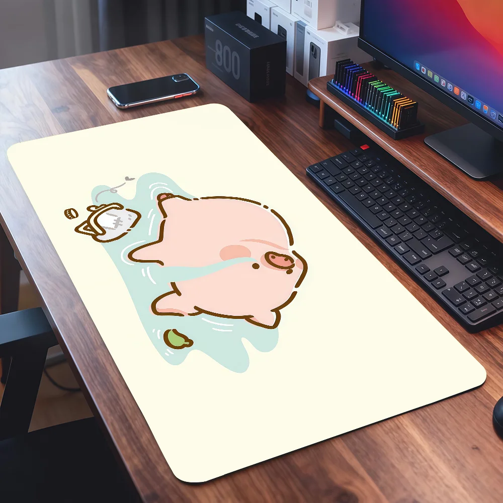 Cartoon cute L-Lulu Piggy Mouse Pad Square Office Gaming Desk Mat Waterproof Non-Slip Rubber Decorative