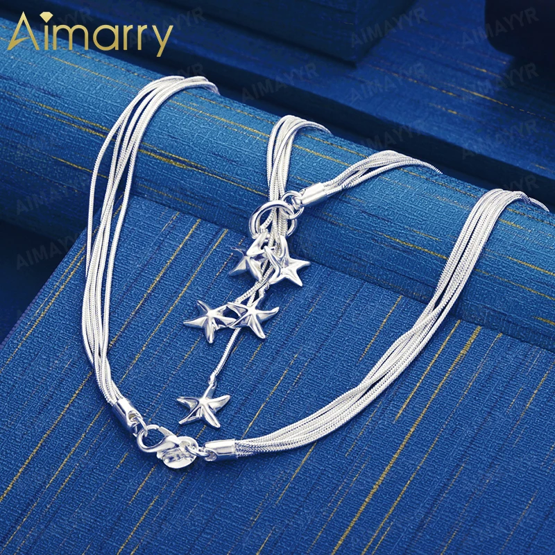 Women's 925 Sterling Silver Multi-layer Snake Bone Chain Necklace