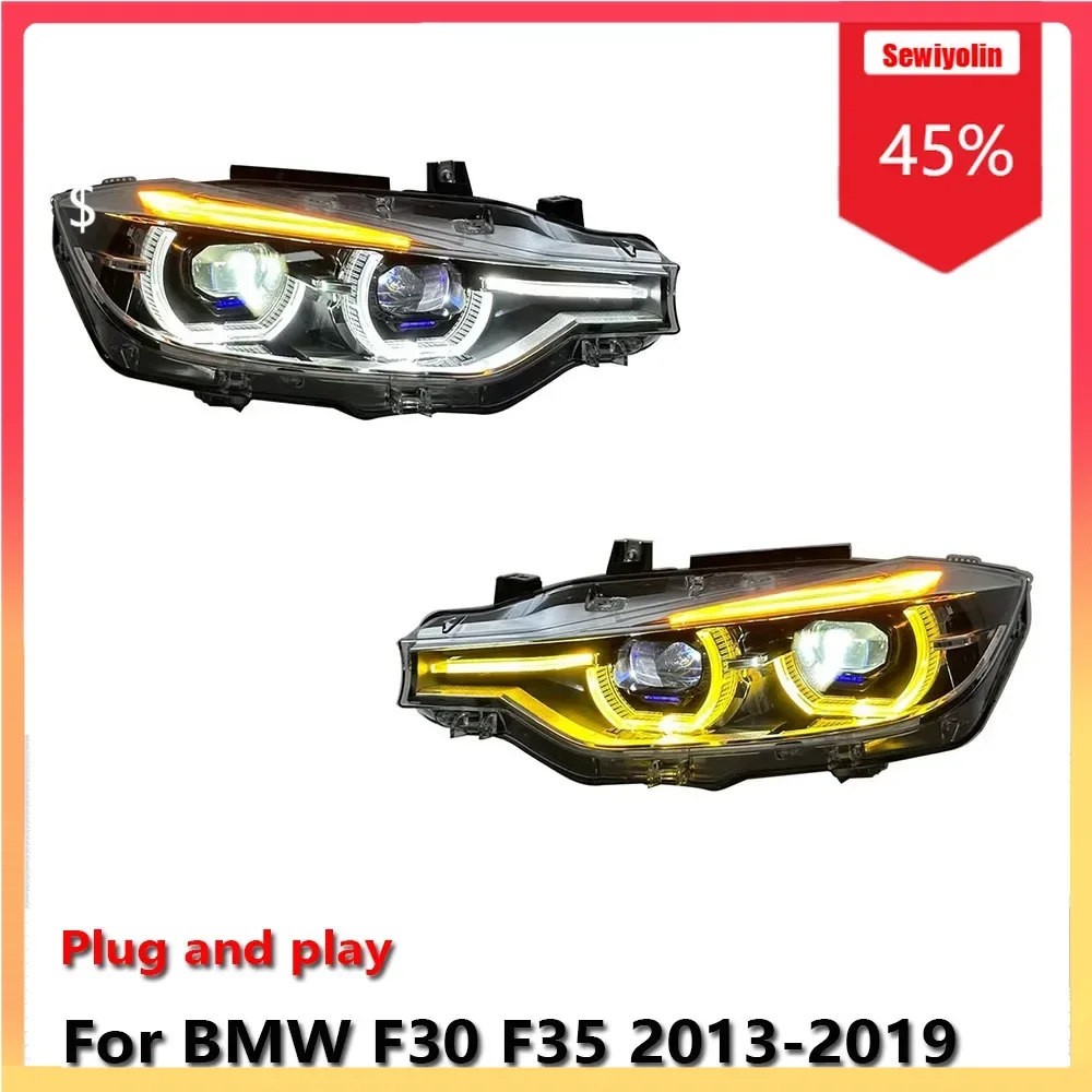 

Автомобильные светодиодные фары в сборе для BMW F30 F35 2013-2019, двухцветные противотуманные фары DRL, стоп-сигнал поворота, лампа Plug and Play
