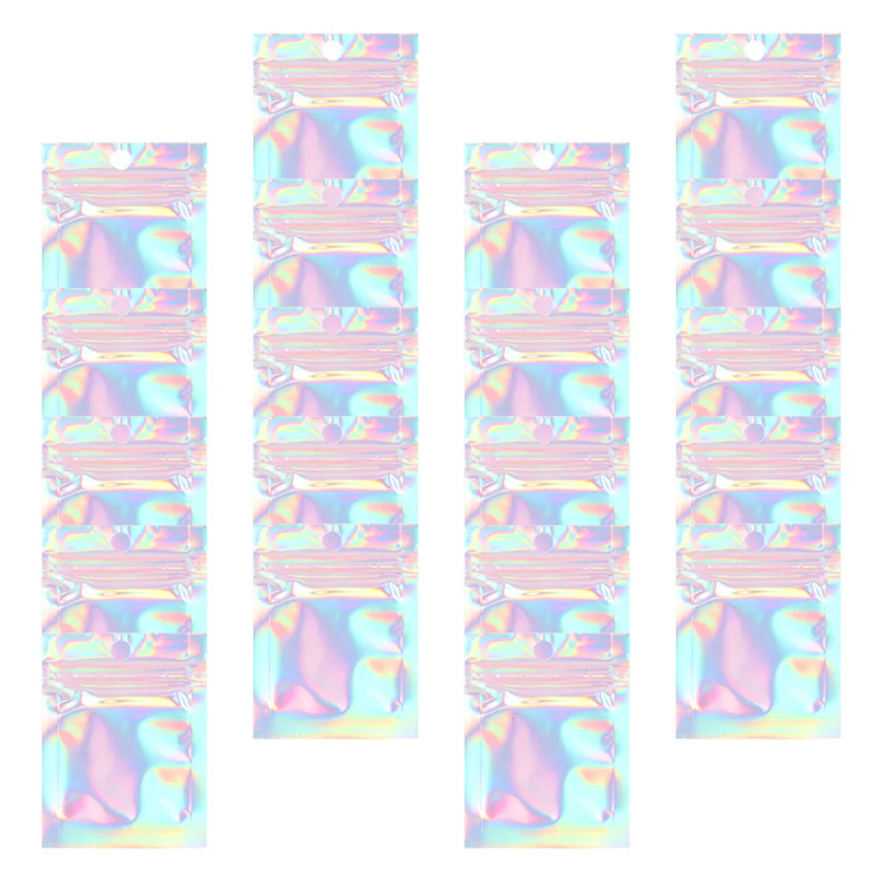 

100Pcs Flashy Aluminum Foil Sealed Pouches Durable Self-Sealing Storage Bags for Jewelry Snack Food Grain Seasoning