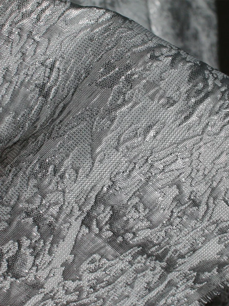 Texture Jacquard Fabric Silver White Dress Clothing Designer Wholesale Cloth for Diy Apparel Sewing Material