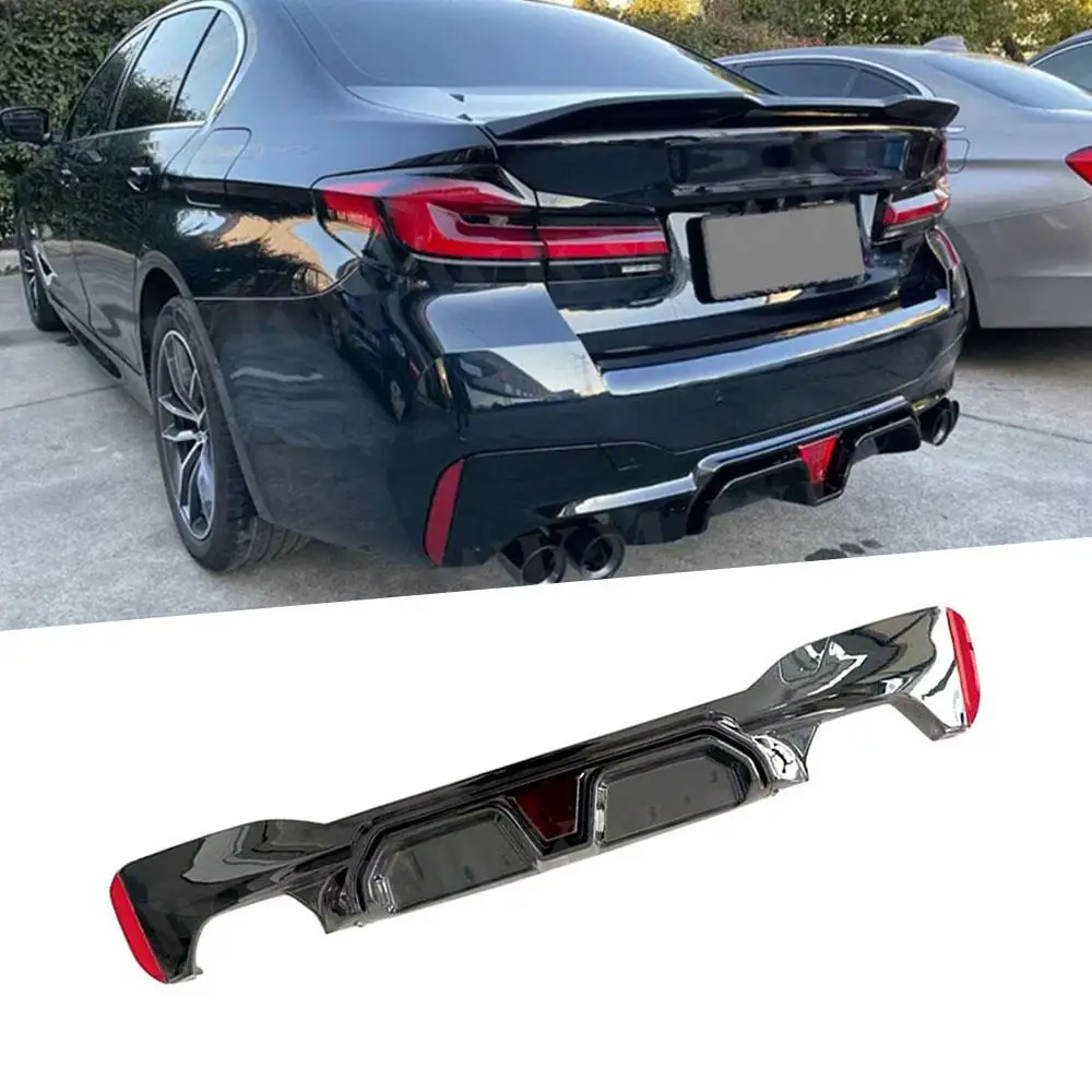 

ABS Carbon Look Rear Bumper Diffuser Lip For BMW 5 Series G30 G38 Sedan 2017-2019 Rear Bumper Guard CS Style Gloss Black