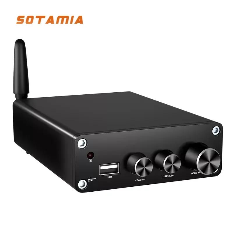 SOTAMIA TPA3116 Bluetooth Amplifier 100Wx2 Stereo Speaker Sound Power Amplifier U Disk Aux HiFi Amplificador with Remote Control