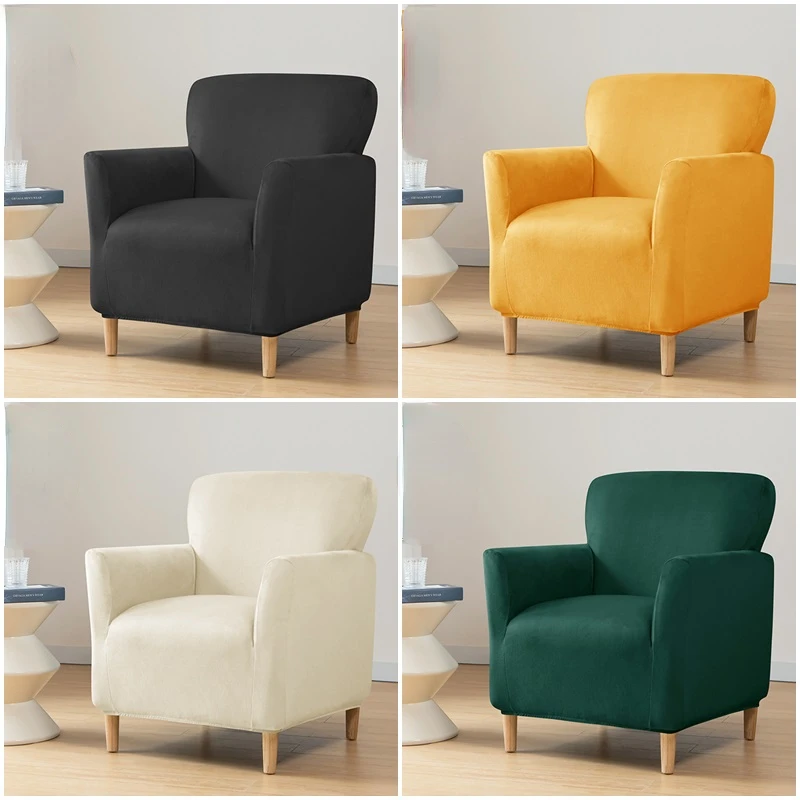 Super Soft Velvet Club Chair Cover Stretch Tub Armchair Case Elastic Single Couch Covers for Study Bar Counter Living Room Decor