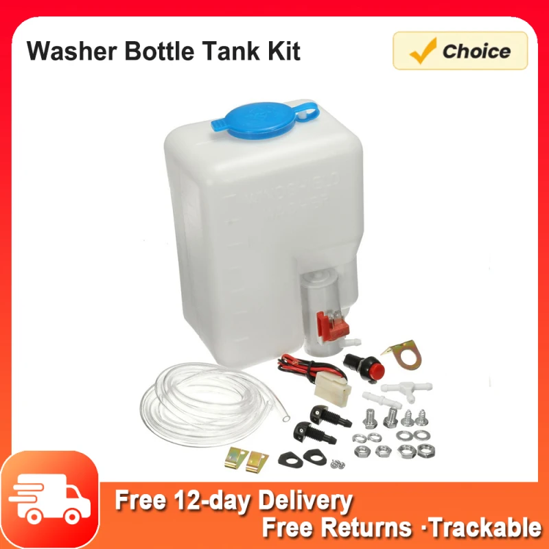 Universal Washer Bottle Tank Kit Pump 12V 1.8L Windshield Wiper System Reservoir washer bottle tank kit for 12V classic car