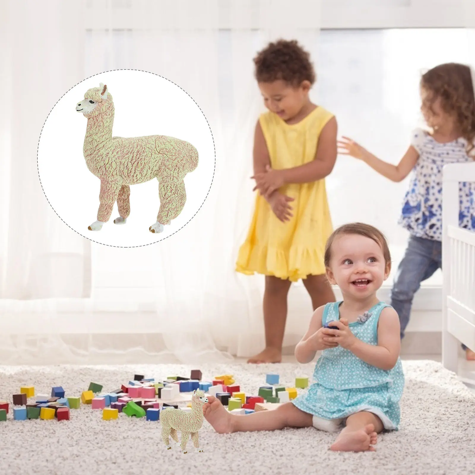 

Realistic Alpaca Decoration Plastic Wildlife Animal Ornament for Kids Room Nursery Home Desk Decor Educational Cognitive