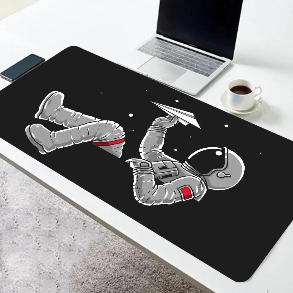 

Black Pattern Gaming Mouse Mat Gamer Keyboard Pad Mausepad PU Computer Accessories Astronaut Printing Desk Protector Mousepad Large