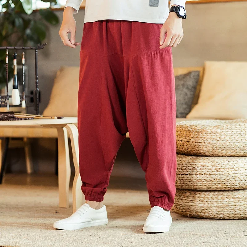 Novo harém calças dos homens sólido solto casual estilo coreano algodão plus size sweatpants venda quente masculino calças dos homens