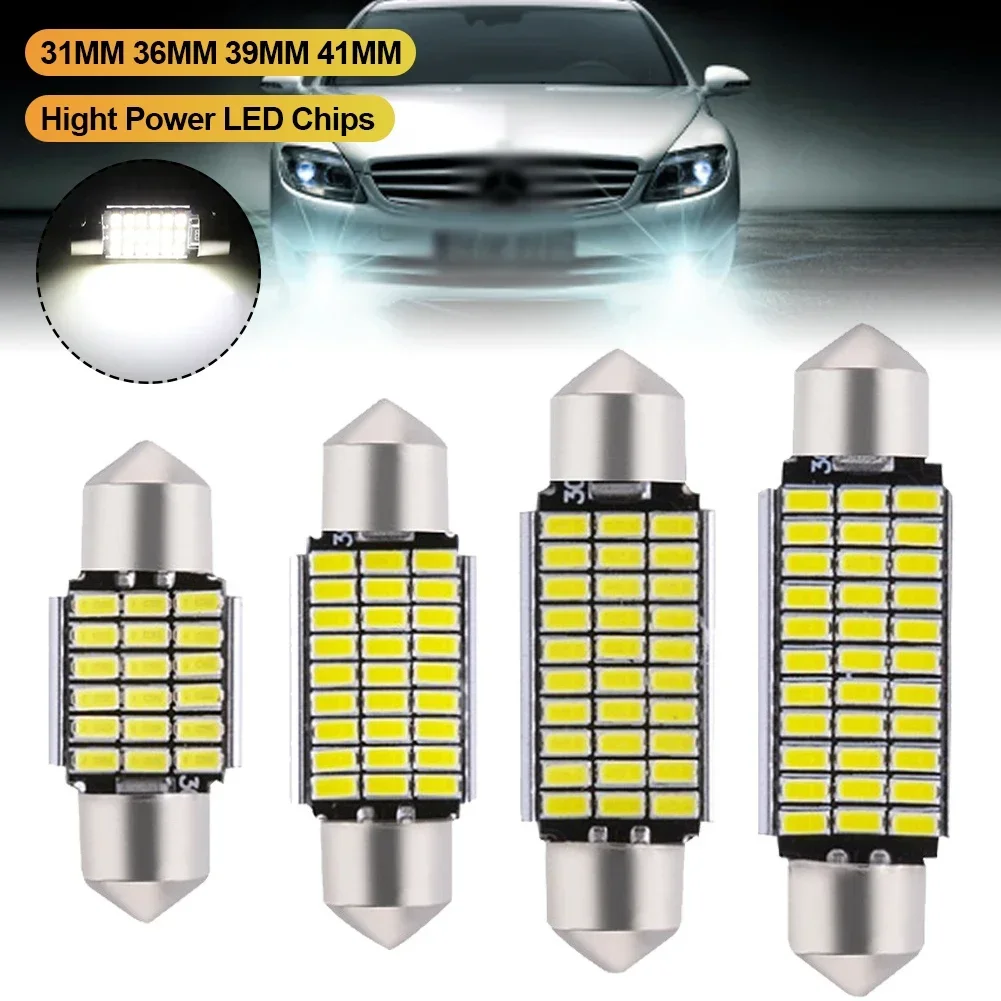 1-6PCS C5W LED Bulbs Canbus Festoon 31/36/39/41mm LED For Car Interior Dome Trunk License Plate Lights 12V 300LM 6500K White