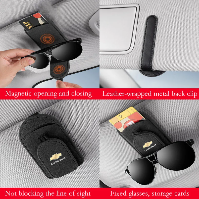 Car sun visor glasses clip suede magnetic multifunctional bracket suitable for Chevrolet Cruze TRAX Aveo Sonic Lova Sail EPICA