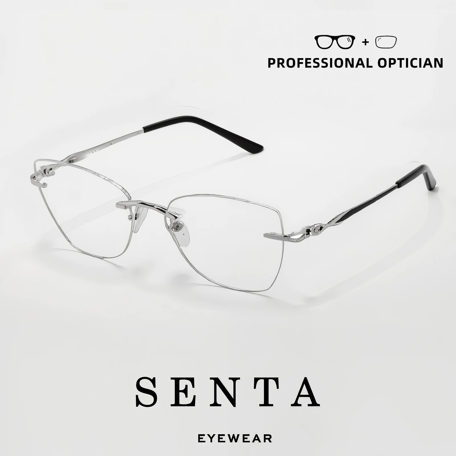 

Rimless Cat Eye Reading Glasses Women Graduated Lenses Luxury Women's Eyeglass Frames Chameleon Outdoor Sunglasses on Strength