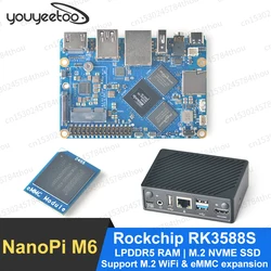 Nanopi-オープンパワー開発ボードm6,64ビットlpddr5 ram,ネイティブギガビットイーサネットライトnas,8kデコーダー,ミニsbc,ロックチップrk3588s,nanopi m6