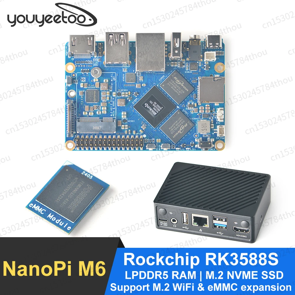 placas de desenvolvimento de potencia aberta nanopi m6 64bits ram lpddr5 nas de luz gigabit ethernet nativo decod 8k mini sbc rockchip rk3588s nanopi m6 01