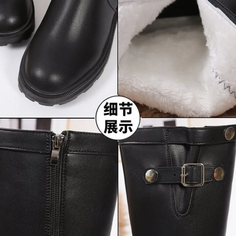 Ladies Knee Boots Classic Warm Boots New Side Zipper Thick Heel Slim Boots Autumn Winter Knight Boots Women Botas De Mujer Mujer