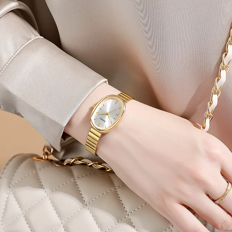 Elegant Oval Women Quartz Watch Luxury Brand Stainless Steel Band Dress Wristwatch Fashion Casual Classical Ladies Watches