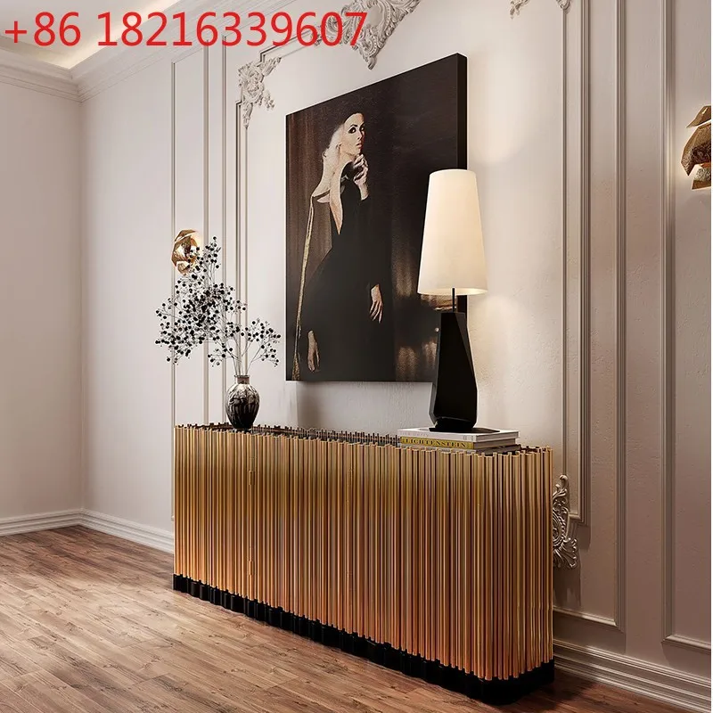 

Итальянский светлый роскошный обеденный боковой шкаф для виллы, дома, креативный настенный шкаф для хранения из нержавеющей стали