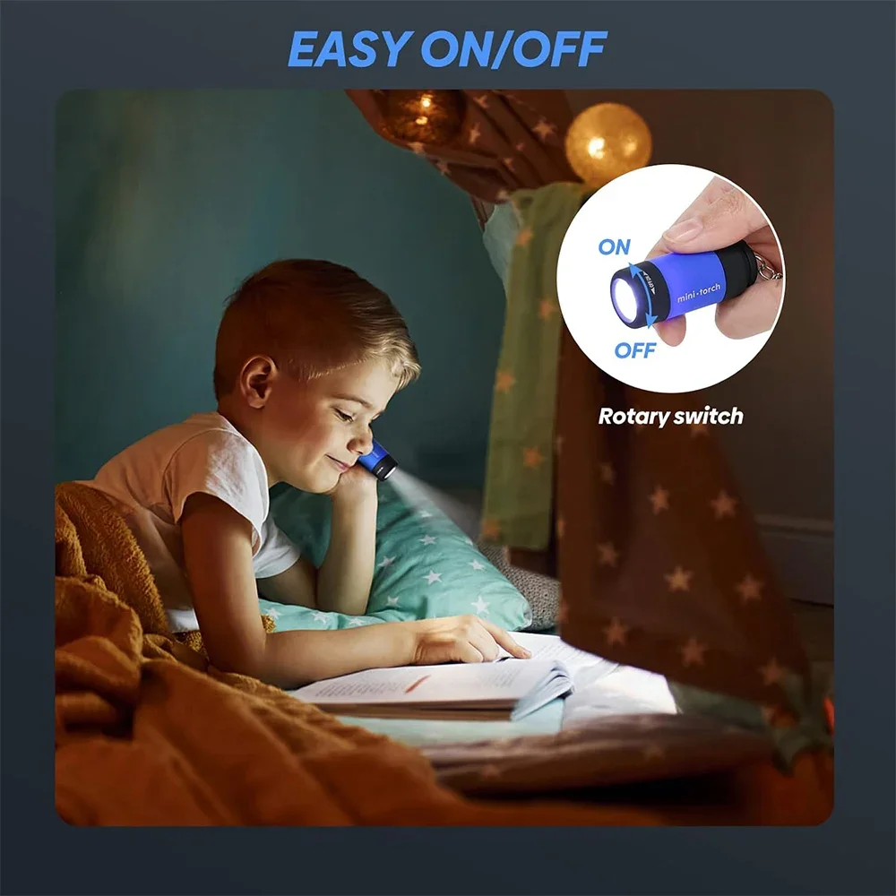 Bright Mini LED Flashlight 6 Colors USB Charging Head Waterproof Hiking Camping Lights Protable Rechargeable Keychain Flashlight